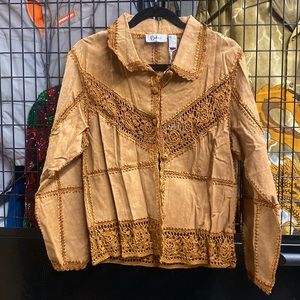 Deadstock Vintage Carducci Suede Leather Crocheted Jacket